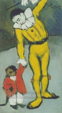  cubism - Clown with monkey 1901 cubism Pablo Picasso